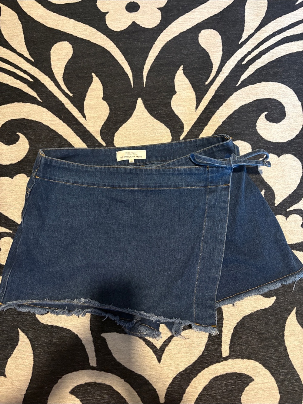 Ultra Flirt Dark Blue Denim Wrap Skort with Side Tie